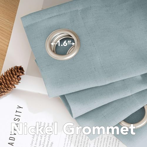 Living Room Linen Curtains (52"W x 96"L (Pack of 2) / Cloud Blue)