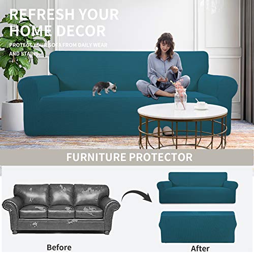 Stretch Oversized Loveseat Couch Covers Washable Peacock Blue (Medium-XL Loveseat / Peacock Blue)