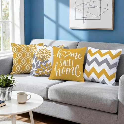 Throw Pillow Covers 20x20 (Yellow / 19.7" x 19.7" (Pack of 4))