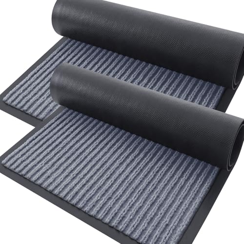2 Pack Front Door Mats 71x47 (Ash Grey / 71" x 47")