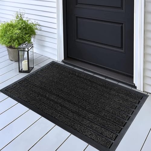 Extra Durable Door Mat Outside Entrance (32'' x 20'' (Rectangular) / Bright Black)