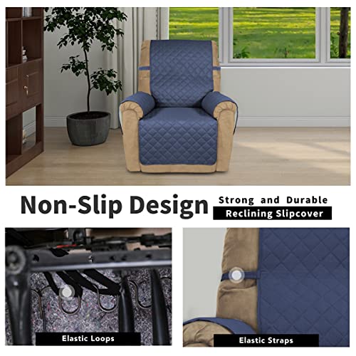 Reversible Couch Cover (Dark Blue/Ivory / Medium Recliner)