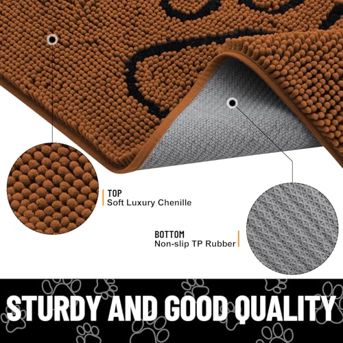 Dog Door Mat for Muddy Paws (36"X24" / Ochre and Black)