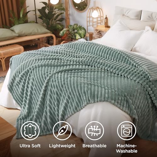 Soft Cal Size Blanket for Bed Sage Green 102"x96" (Sage Green / California King)