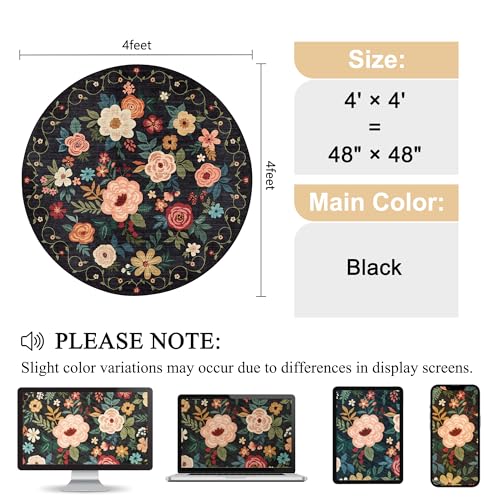 4ft Round Rug (Black / 4' (Round))