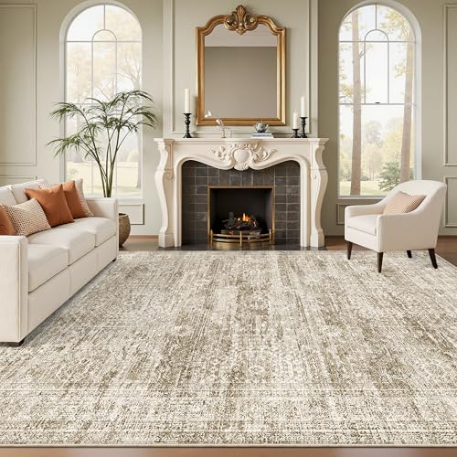 Washable Area Rug 8x10 Large Soft Brown Rugs for Living Room (Brown / 8' x 10' (Rectangular))