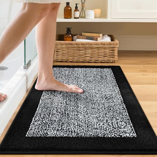 Bathroom Rugs 30x20 Non Slip Washable (Black / 1'8" x 2'6" (Rectangular))