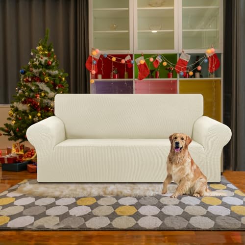Stretch Loveseat Couch Cover (Beige / Medium)