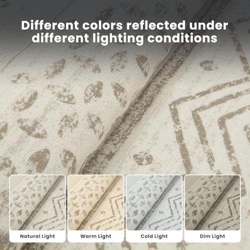8x10 Moroccan Washable Area Rugs for Living Room (8' x 10' (Rectangular) / Light Camel-brown-black)