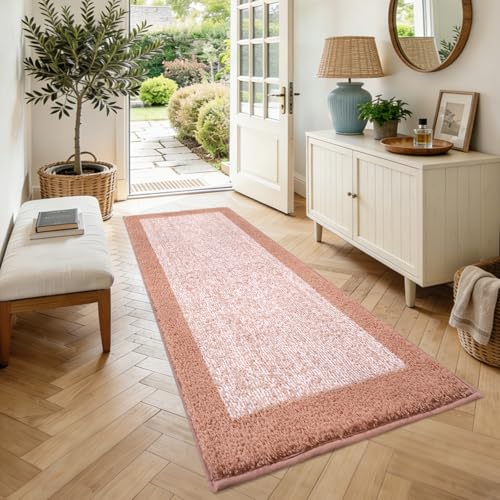 60x24 Long Bathroom Rugs Non Slip Washable (Pink / 2' x 5' (Rectangular))