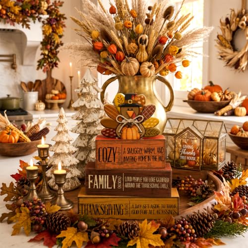 4 Pcs Thanksgiving Turkey Decor for Home Cozy Fall Table Decoration (Cozy Thanksgiving)