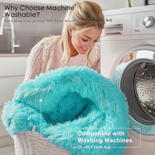 5x7 Machine Washable Large Area Rugs for Living Room (5x7 Ft / Teal Blue)