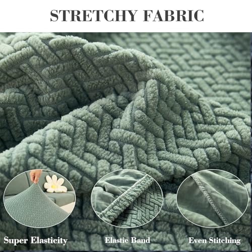 Sofa Covers Couch Covers for Sofa Pet Friendly Couch Cushion Covers Universal Sofa Covers Washable Stretch Slipcovers for Sectional Sofa (Texture Green / Back Cover L)