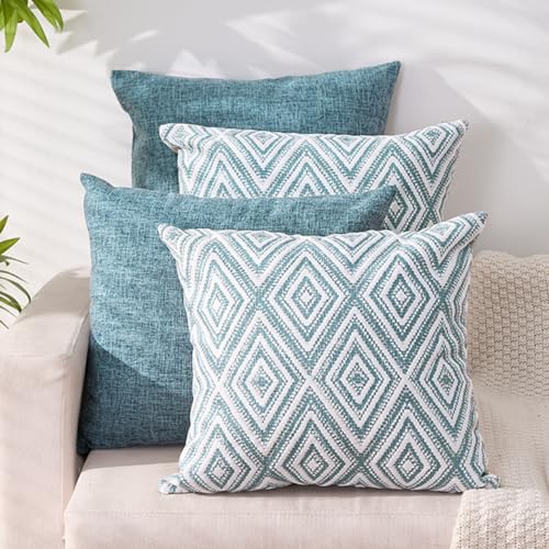 Throw Pillow Covers 18x18 Set of 4 (Blue / 18" x 18" (Pack of 4))