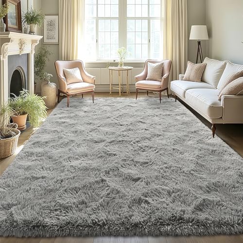 Area Rugs Fluffy Living Room Carpets for Kids Bedroom 6x9 (Grey / 6' x 9' (Rectangular))