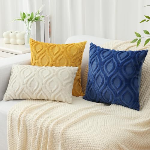 Faux Fur Plush Soft Dark Blue Throw Pillow Covers 26x26 Set of 2 (26" x 26" (Pack of 2) / Dark Blue)