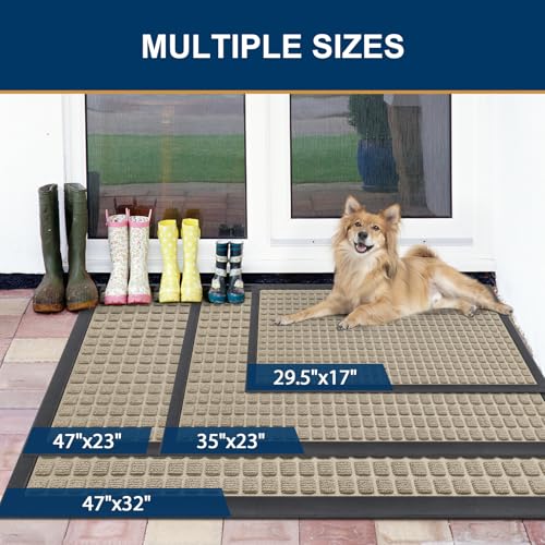 Front Door Mat Outside Entrance (Beige / 35" X 23")