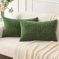Soft Chenille Lumbar Throw Pillow Covers Moss Green 12x20 Pack of 2 (20" x 12" (Pack of 2) / Moss Green)