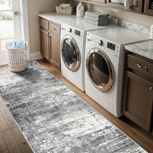 Washable 2X10 Kitchen Area Rug (2' x 10' (Rectangular) / Black/Grey)