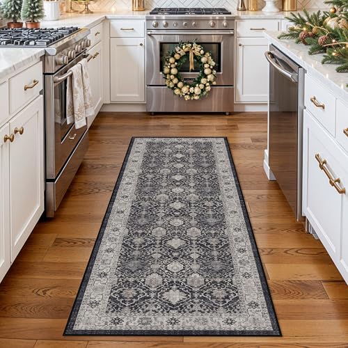 Hallway 2x5 Washable Runner Rug (2' x 5' (Rectangular) / Black/Navy)