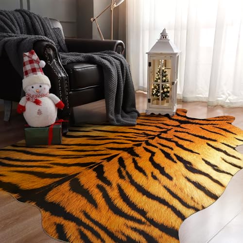 Premium Tiger Print Rug (5'2" X 6'3" (Irregular) / Classic Tiger)