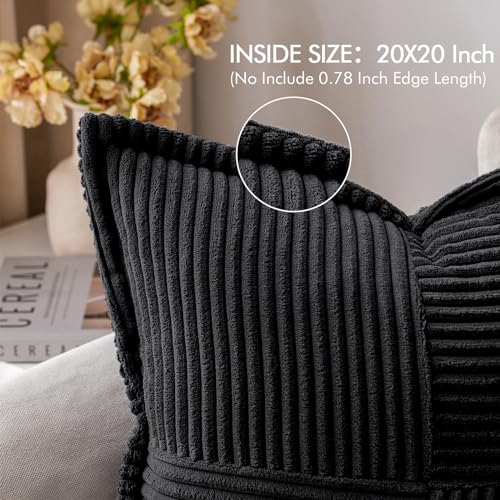 Decorative Throw Pillow Covers for Couch 20x20 Inch Black 2 Pack (Black / 20" x 20" (Pack of 2))