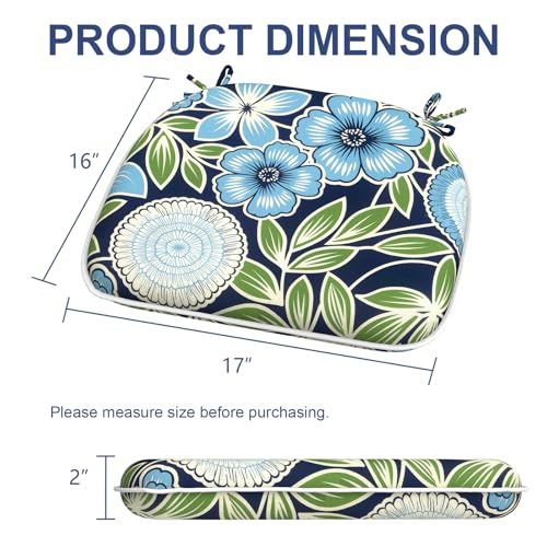 Outdoor Chair Cushions 16"x17" Set of 2 (2 Count / Azure Bloom)