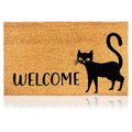 Coir Welcome Mat (Black Cat / 17x29)
