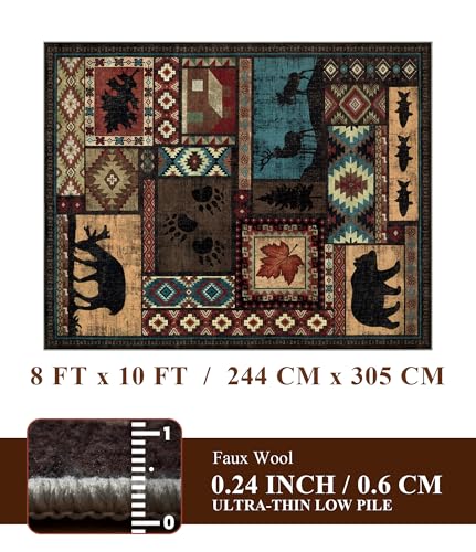8x10 Rustic Cabin Area Rugs for Living Room (Brown / 8'x10' (Rectangular))
