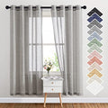Sheer Curtains Open Linen Blend for Bedroom Windows (52"W x 72"L (Pack of 2) / Charcoal Grey)