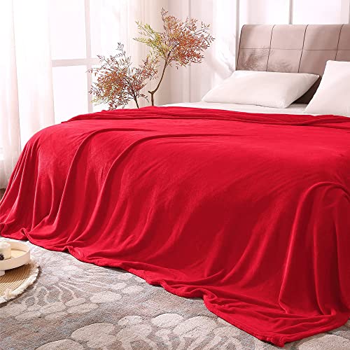Fleece Blankets Queen Size Red Throw Blankets for Bed (Red / Queen(90"x90"))