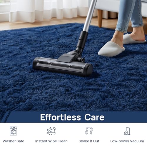 Large Shag Area Rugs 9 x 12 (Navy Blue / 9' x 12' (Rectangular))