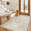 Area Rug 3x5 Washable Vintage Entry Rugs for Bedroom (Ivory/Brown / 3' x 5' (Rectangular))