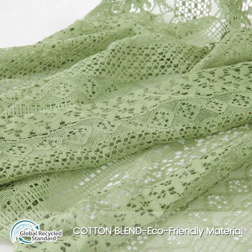 Boho Lace Curtains 84 Inches 2 Panel (59"W x 84"L (Pack of 2) / Grass Green)