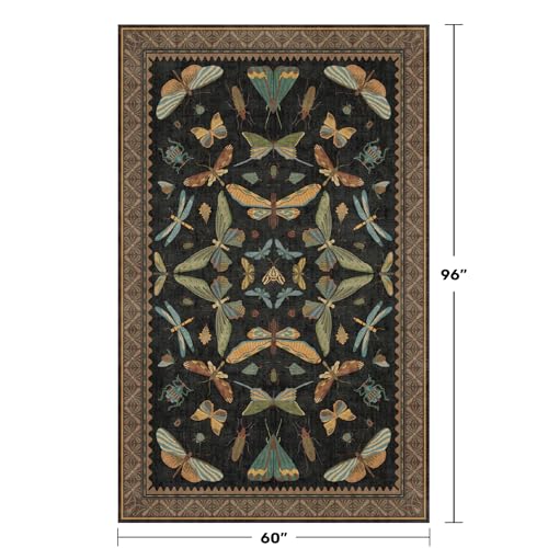 5x8 Black Rug for Bedroom (5' x 8' (Rectangular) / Black / Multi)