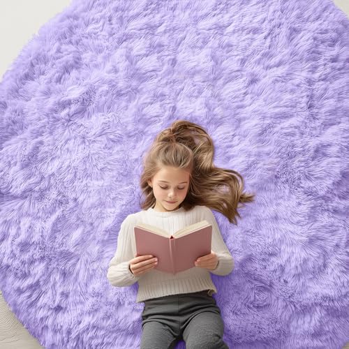 Light Purple Round Rugs for Bedroom (6 Ft Round / Light Purple)
