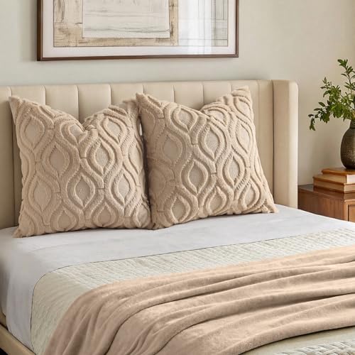 Faux Fur Soft Light Khaki Throw Pillow Covers 26x26 Set of 2 (26" x 26" (Pack of 2) / Light Khaki)