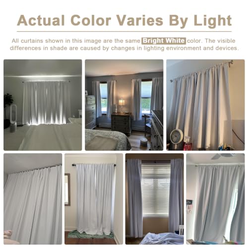 Bright White Total Blackout Curtains for Bedroom 84 Inch Long (Alba | Bright White / 50"W x 84"L (Pack of 2))