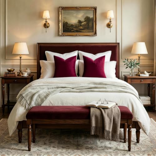Burgundy Velvet Pillow Covers 20x20 Decorative Pillows Pack of 2 (Burgundy / 20" x 20" (Pack of 2))