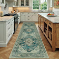 Washable Area Rug (Blue/Vintage Dark Blue / 3' x 9' (Rectangular))