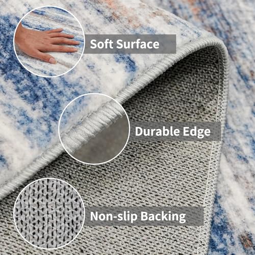 3x4 Rugs Washable Entry Rug (Navy/Grey / 3' x 4' (Rectangular))