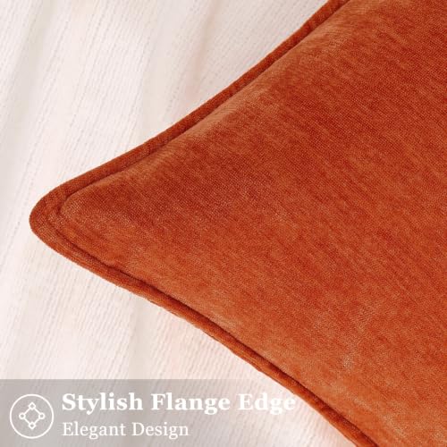 Chenille Rust Velvet Throw Pillow Covers 26x26 Set of 2 (Rust / 26" x 26" (Pack of 2))