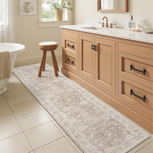 Washable Runner Rug 2x6 (Brown/Sand / 2' x 6' (Runner))