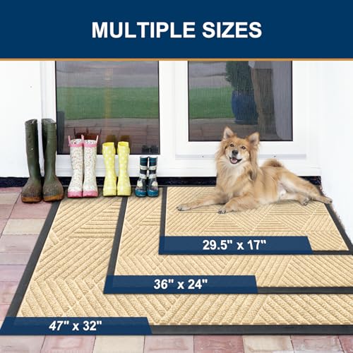 Front Door Mat Outside Entrance (Beige / 35" X 23")
