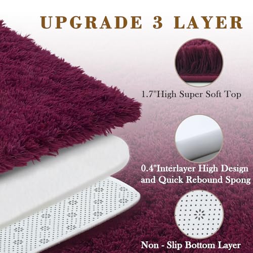 4x6 Area Rugs for Bedroom (Burgundy / 4' x 6' (Rectangular))