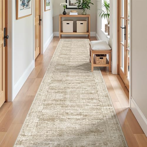 2x12 Runner Rug Non Slip (Brown/Ivory / 2' x 12' (Runner))