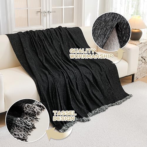 Oversized Couch Cover Sofa Covers Couch Covers for 3 Cushion Couch Sofa Pet Friendly L Shaped Couch Cover Sectional Couch Covers Non Slip Furniture Protector for Kids (91" x 150" / Black)