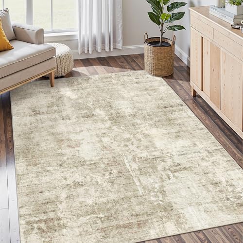 Abstract Area Rug 6x9 for Living Room Washable Rugs Beige (Beige/Gray / 6' x 9' (Rectangular))