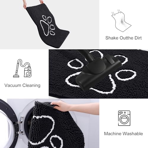 Dog Door Mat for Muddy Paws (59"X20" / Black and White)