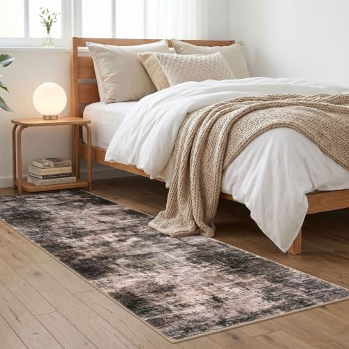 Abstract Runner Rug 2x6 Ft Washable Runners for Hallways (Brown/Rust / 2' x 6' (Rectangular))